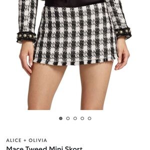 Alice + Olivia Black and White Tweed Mini Skort